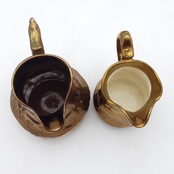 Pair of Small Gold Pitchers -By Wade Royal Victoria - Picture 9 of 11